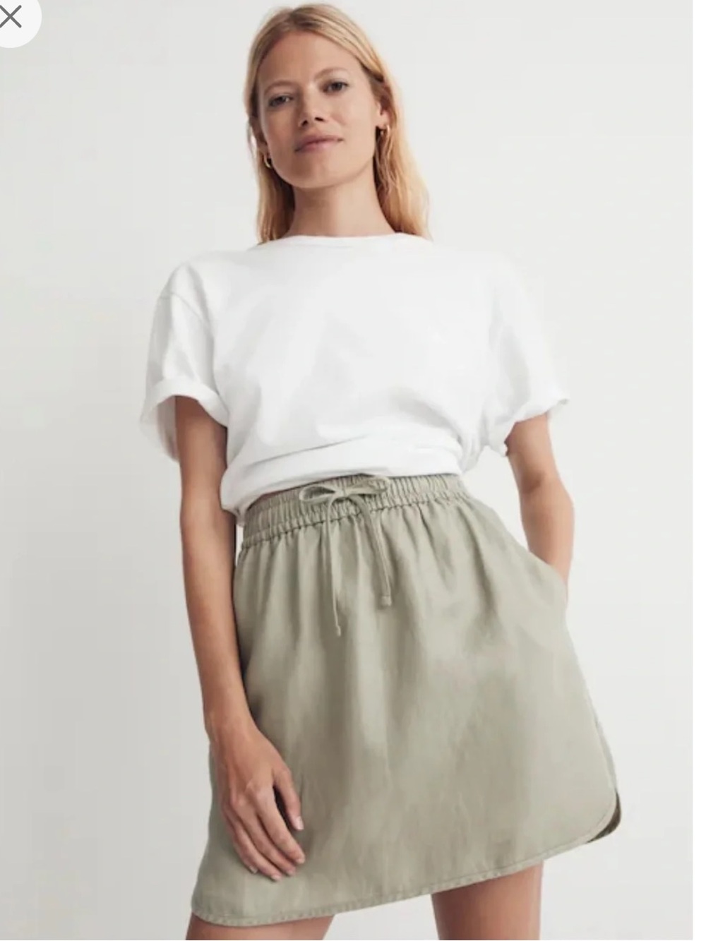 Madewell Light Olive Drawstring Mini Skirt